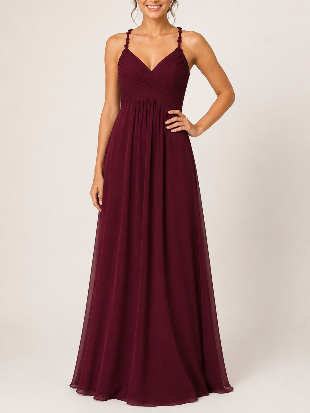 AZAZIE Maven Cabernet Chiffon Maxi Dress A8 Embroidered Formal Gown
